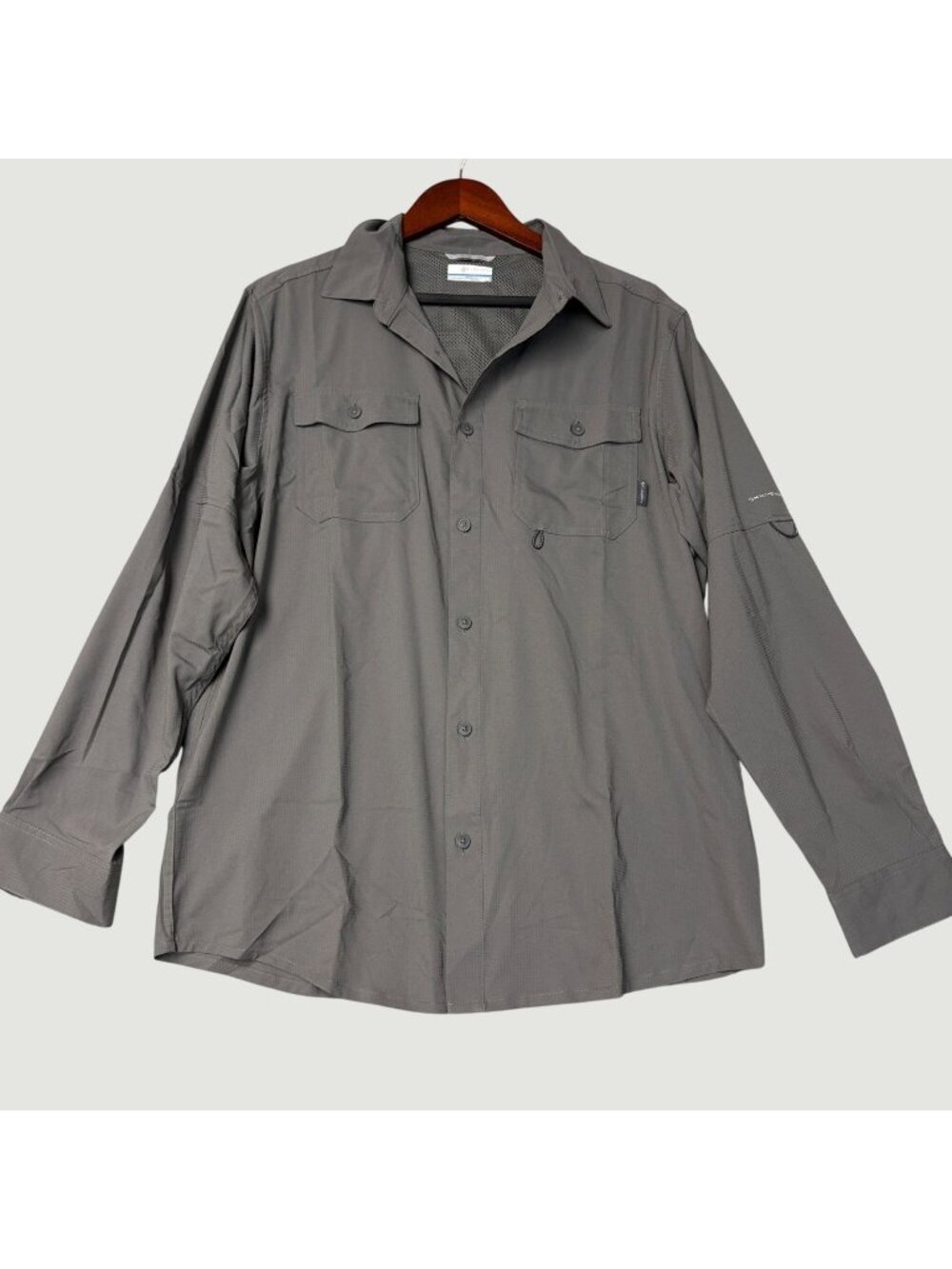 Columbia Men's M Omni-Shade Sun Protection Long-Sleeve Outdoor Shirt Gray P0686